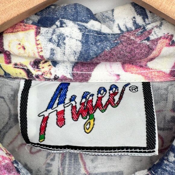 Hawaiian Las Vegas Playing Cards Novelty Button Down Shirt Womens Small Vintage - Picture 3 of 10